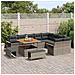 Set di Divani da Giardino  con Cuscini Grigio Rattan Poli Acacia, Set da Pranzo da Giardino  con Cuscini Grigio Rattan Poli Acacia, Divano da Giardino a Due Posti con Cuscini Grigio Rattan Poli - Foto miniatura 3