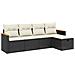 Set Divani da Giardino 5 pz con Cuscini in Polyrattan Nero - Foto miniatura 1
