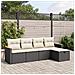 Set Divani da Giardino 5 pz con Cuscini in Polyrattan Nero - Foto miniatura 2