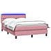 Letto a Molle con Materasso e LED Rosa 140x210 cm in Velluto - Foto miniatura 3
