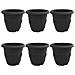 Vaso Rotondo per Fiori 6 pcs Nero Ø 26 x 21.5 cm Plastica - Foto miniatura 1
