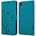 Custodia Compatibile Con Honor 8s / Huawei Y5 2019 In Blu Fiore - Coperchio Protettivo In Design Floreale Con Chiusura Magnetica, Funzione Stand E Slot Per Carte - Foto miniatura 8