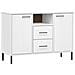 Credenza Gambe Metallo Bianco 113x40x77 Cm Legno Massello Oslo - Foto miniatura 2