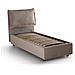 Letto Singolo Luna, Letto Contenitore Con Rivestimento In Tessuto, 100% Made In Italy, Apertura Laterale, Adatto Per Materasso Cm 80x190, Tortora - Foto miniatura 4