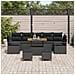 Set di divani da giardino in 10 pezzi con cuscini, nero, polyrattan, acacia,  Divano da giardino a 2 posti con spazio di stoccaggio e cuscini, nero, polyrattan,  Set da pranzo da giardino in 3 pezzi con cuscini, nero, polyrattan, acacia - Foto miniatura 3