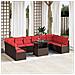 Set Divano da Giardino 11 pcs Marrone e Rosso polyrattan - Foto miniatura 2