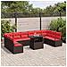 Set Divano da Giardino 11 pcs Marrone e Rosso polyrattan - Foto miniatura 3