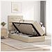 Letto con contenitore LED e materasso Crema 90 x 190 cm Tessuto - Foto miniatura 4