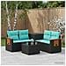 Set di divani 6 pz Nero e Blu Rattan sintetico e Acciaio - Foto miniatura 3