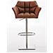 Sgabello Alto Regolabile Damaso in Similpelle I Sgabello Bancone con Braccioli E Schienale Imbottiti E Poggiapiedi, H 58-83 CM Marrone Chiaro Acciaio Inox - Foto miniatura 2