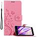 Custodia Compatibile Con Lg K10 2018 In Rosa Fiore - Coperchio Protettivo In Design Floreale Con Chiusura Magnetica, Funzione Stand E Slot Per Carte - Foto miniatura 1