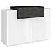 Scarpiera Peter, Mobile Multiuso A 2 Ante E 1 Anta A Ribalta, Portascarpe Da Ingresso, 100% Made In Italy, Cm 120x45h86, Bianco Lucido E Ardesia - Foto miniatura 2