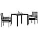 Set da Pranzo da Giardino a 3 Pezzi con Cuscini in Polyrattan Nero - Foto miniatura 3