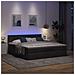 Struttura Letto Pouf con Materassi Nero 200x200 cm in Tessuto - Foto miniatura 3