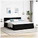Struttura Letto Pouf con Materassi Nero 200x200 cm in Tessuto - Foto miniatura 4