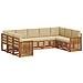 Set divani 9 pcs Naturale e Beige Legno di Acacia Massello - Foto miniatura 1