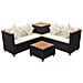 14 Pz Set Divani Da Giardino In Polyrattan E Polywood / wpc Nero - Foto miniatura 2