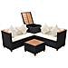 14 Pz Set Divani Da Giardino In Polyrattan E Polywood / wpc Nero - Foto miniatura 5