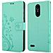 Custodia Compatibile Con Lg K10 2018 In Turchese Fiore - Coperchio Protettivo In Design Floreale Con Chiusura Magnetica, Funzione Stand E Slot Per Carte - Foto miniatura 8