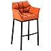 Sgabello Alto Bar DAMASO in Similpelle - Sedia Sgabello con Braccioli e Schienale Imbottiti e Poggiapiedi l Sgabello Fisso Bar Cucina Pub in Acciaio - H 83 cm Arancione Nero - Foto miniatura 1