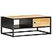 Tavolino Con Anta Intagliata 90x55x36 Cm Legno Di Mango Grezzo - Foto miniatura 8