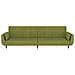 Divano Letto A 2 Posti Con 2 Cuscini Verde Chiaro In Velluto - Foto miniatura 5