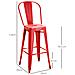 Set 2 Sgabelli da Bar Industriale con Schienale Rimovibile e Poggiapiedi, in Metallo, 44x49x116 cm, Rosso - Foto miniatura 3