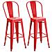 Set 2 Sgabelli da Bar Industriale con Schienale Rimovibile e Poggiapiedi, in Metallo, 44x49x116 cm, Rosso - Foto miniatura 1
