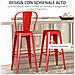 Set 2 Sgabelli da Bar Industriale con Schienale Rimovibile e Poggiapiedi, in Metallo, 44x49x116 cm, Rosso - Foto miniatura 6