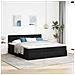 Struttura Letto Pouf con Materassi Nero 200x200 cm in Tessuto - Foto miniatura 4