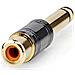 Adattatore Audio Mono Da 6,35 Mm Maschio A Rca Femmina, Nero / Oro - Foto miniatura 5