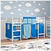 Struttura del Letto Loft per Bambini con Tendine Bianco e Blu - Foto miniatura 3