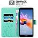 Custodia Compatibile Con Honor 7x In Turchese Fiore - Coperchio Protettivo In Design Floreale Con Chiusura Magnetica, Funzione Stand E Slot Per Carte - Foto miniatura 3