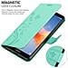 Custodia Compatibile Con Honor 7x In Turchese Fiore - Coperchio Protettivo In Design Floreale Con Chiusura Magnetica, Funzione Stand E Slot Per Carte - Foto miniatura 5