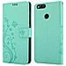 Custodia Compatibile Con Honor 7x In Turchese Fiore - Coperchio Protettivo In Design Floreale Con Chiusura Magnetica, Funzione Stand E Slot Per Carte - Foto miniatura 8