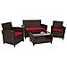 Conversational Conversation Set 4 Pezzi In Vetro E Resina Wicker Marrone - Foto miniatura 1