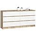 Cassettiera K160, 6 cassetti, 160x40x77 cm, Colore Sonoma Quercia e Bianco - Foto miniatura 1