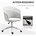 Sedia Da Ufficio Con Altezza Regolabile, Ruote E Seduta Girevole In Tessuto, Grigio Chiaro - Foto miniatura 5