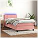 Letto a Molle con Materasso e LED Rosa 80x200 cm in Velluto - Foto miniatura 7