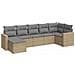 Set Divani Da Giardino 7 Pz Con Cuscini Beige In Polyrattan - Foto miniatura 2