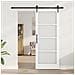 Porta scorrevole  con kit di attrezzatura Bianco 83x211 cm Legno massello in pino, Porta interna  con vetro 'ORKDAL'Bianca 83x211x4 cm - Foto miniatura 3