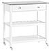 Carrello Cucina Con Ruote, Isola In Acciaio Inox Bianco Con Cassetti - Foto miniatura 1