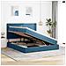 Letto con contenitore e LED Blu Scuro 160 x 200 cm Velluto - Foto miniatura 4