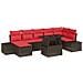 Set Divano da Giardino 8 pcs Marrone e Rosso polyrattan - Foto miniatura 1