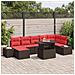 Set Divano da Giardino 8 pcs Marrone e Rosso polyrattan - Foto miniatura 2
