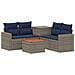 Set di divani 6 pz Grigio e Blu Navy Rattan sintetico e Acciaio - Foto miniatura 1