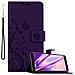 Custodia Compatibile Con Honor 7x In Lilla Scuro Fiore - Coperchio Protettivo In Design Floreale Con Chiusura Magnetica, Funzione Stand E Slot Per Carte - Foto miniatura 1
