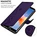 Custodia Compatibile Con Honor 7x In Lilla Scuro Fiore - Coperchio Protettivo In Design Floreale Con Chiusura Magnetica, Funzione Stand E Slot Per Carte - Foto miniatura 5