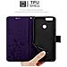 Custodia Compatibile Con Honor 7x In Lilla Scuro Fiore - Coperchio Protettivo In Design Floreale Con Chiusura Magnetica, Funzione Stand E Slot Per Carte - Foto miniatura 6