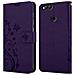 Custodia Compatibile Con Honor 7x In Lilla Scuro Fiore - Coperchio Protettivo In Design Floreale Con Chiusura Magnetica, Funzione Stand E Slot Per Carte - Foto miniatura 8